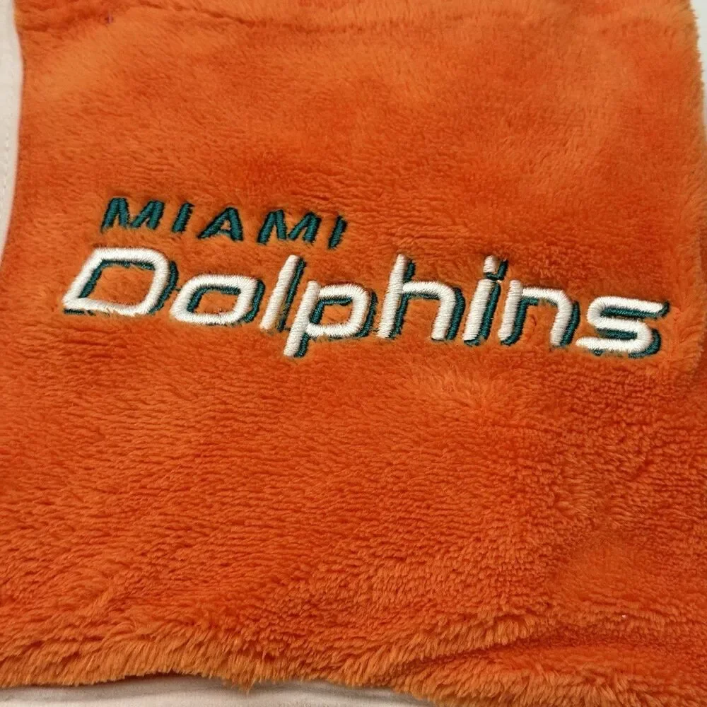 Miami Dolphins NFL Football Ultra Fleece Hoodie Scarf Orange Embroidered Logo